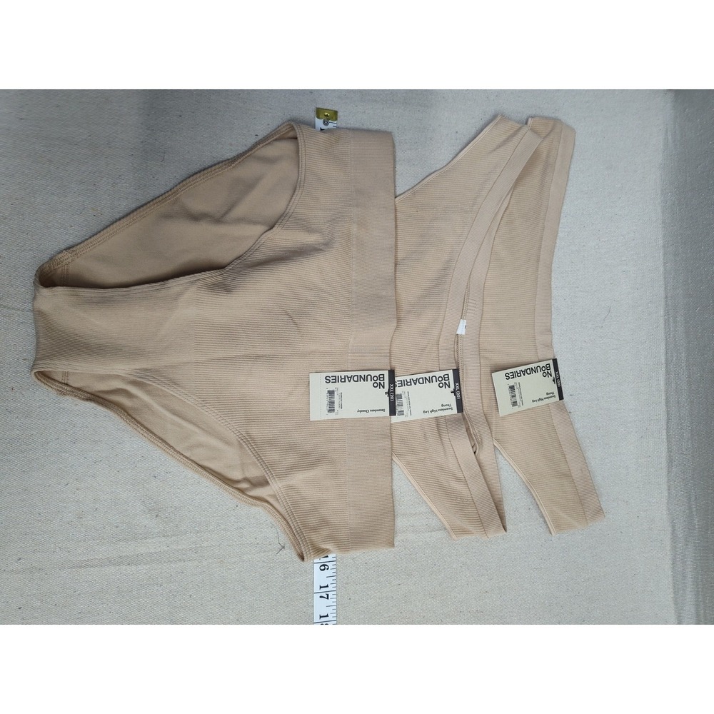 No Boundaries Seamless High Leg Ribbed Panties XXL 20 Almond‎ Tan 3 Pack Bundle